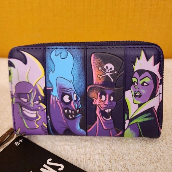 Loungefly Disney Villains In The Dark Zip Around Wallet Ursula Evil Queen NEW - Picture 3 of 14